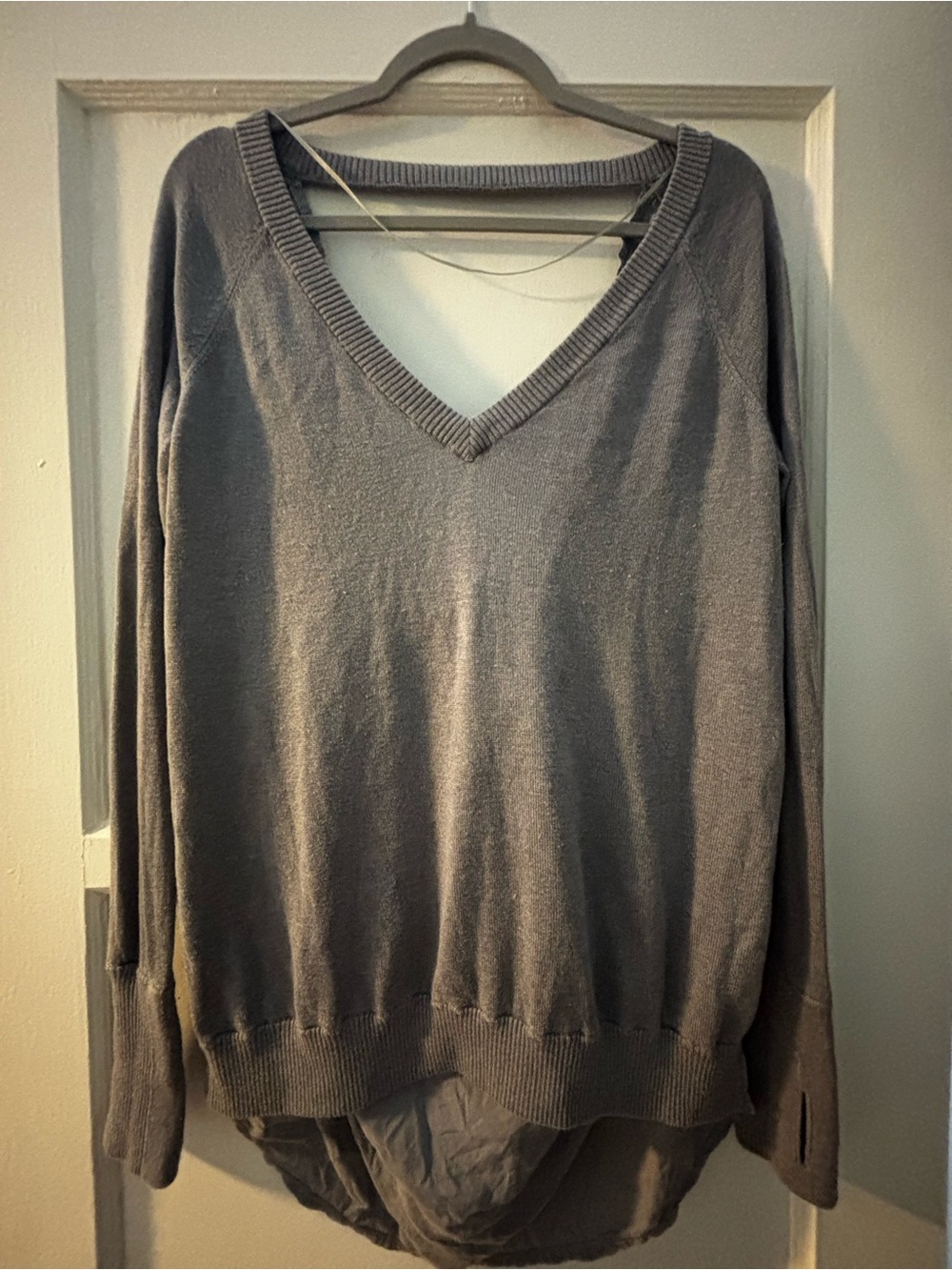 lululemon athletica Heather Gray V-Neck Pullover Sweater